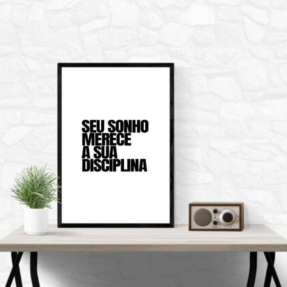 Quadro Seu Sonho Merece Sua Disciplina 24X18Cm - Com Vidro