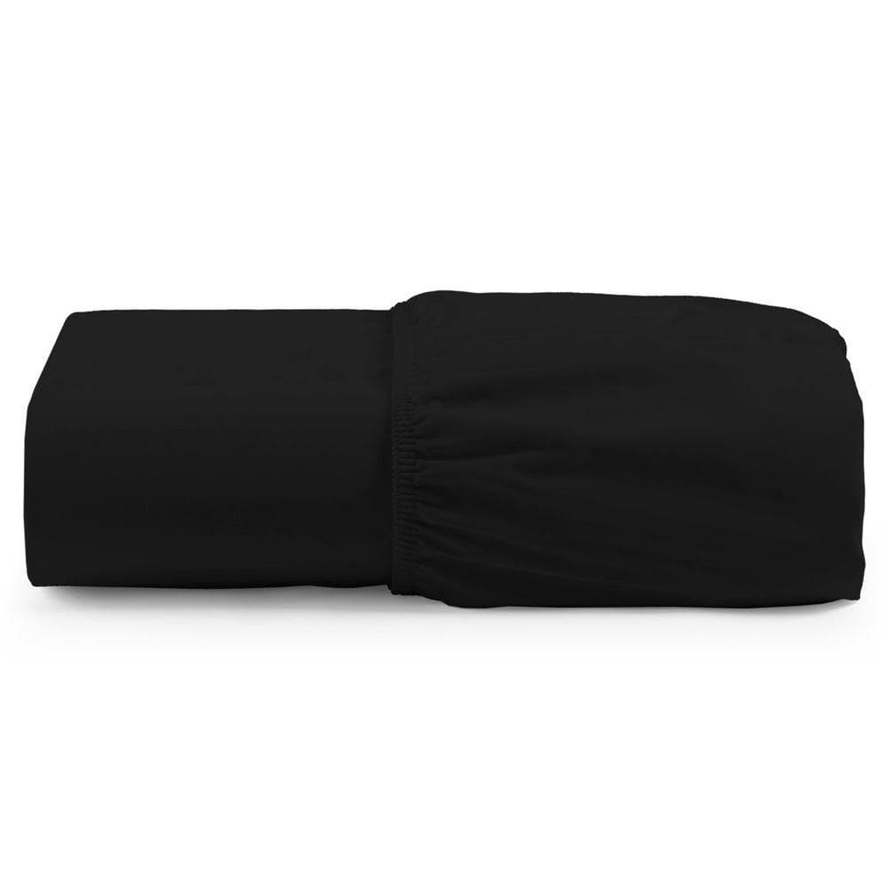 Lençol Unique Avulso De Baixo King Com Elástico Micro Percal 400 Fios - Preto