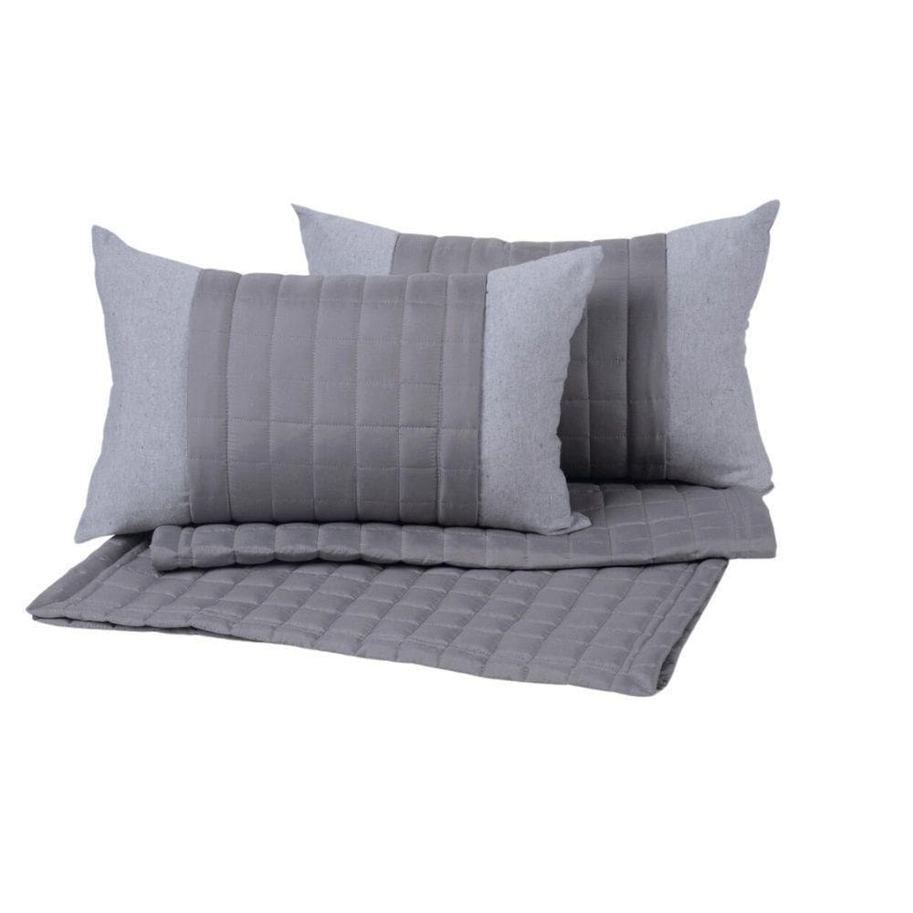 Peseira Queen Aurora 5 Peças Percal Cinza