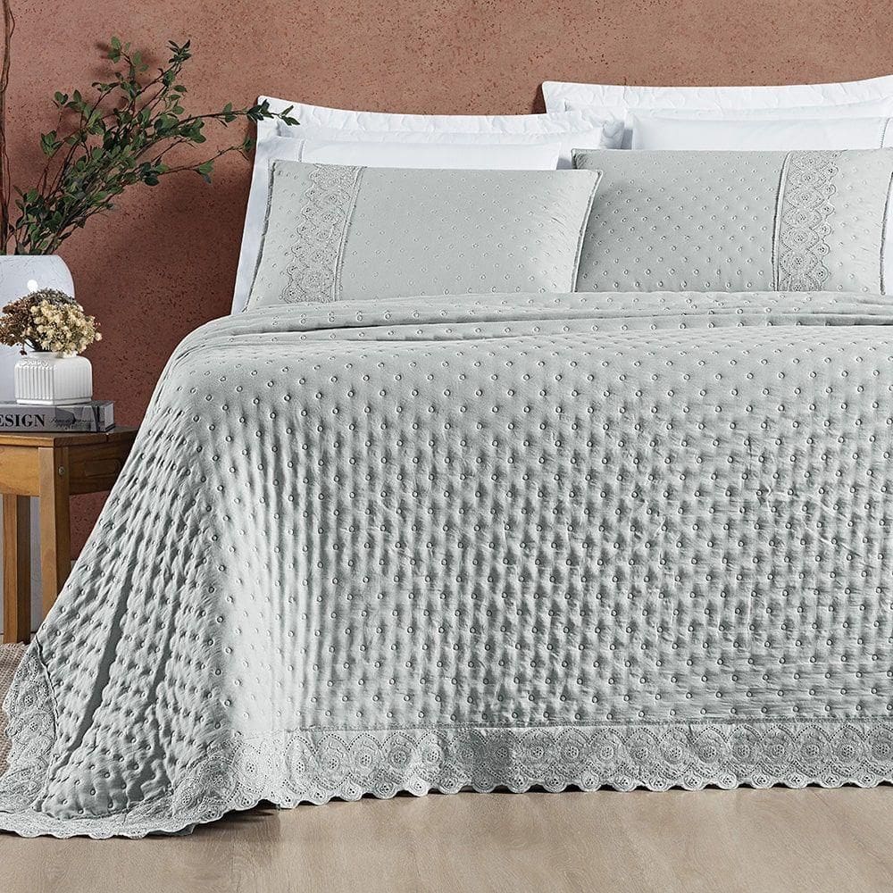 Cobre Leito Queen Cherry Laise Micropercal 200fios 3pç Cinza