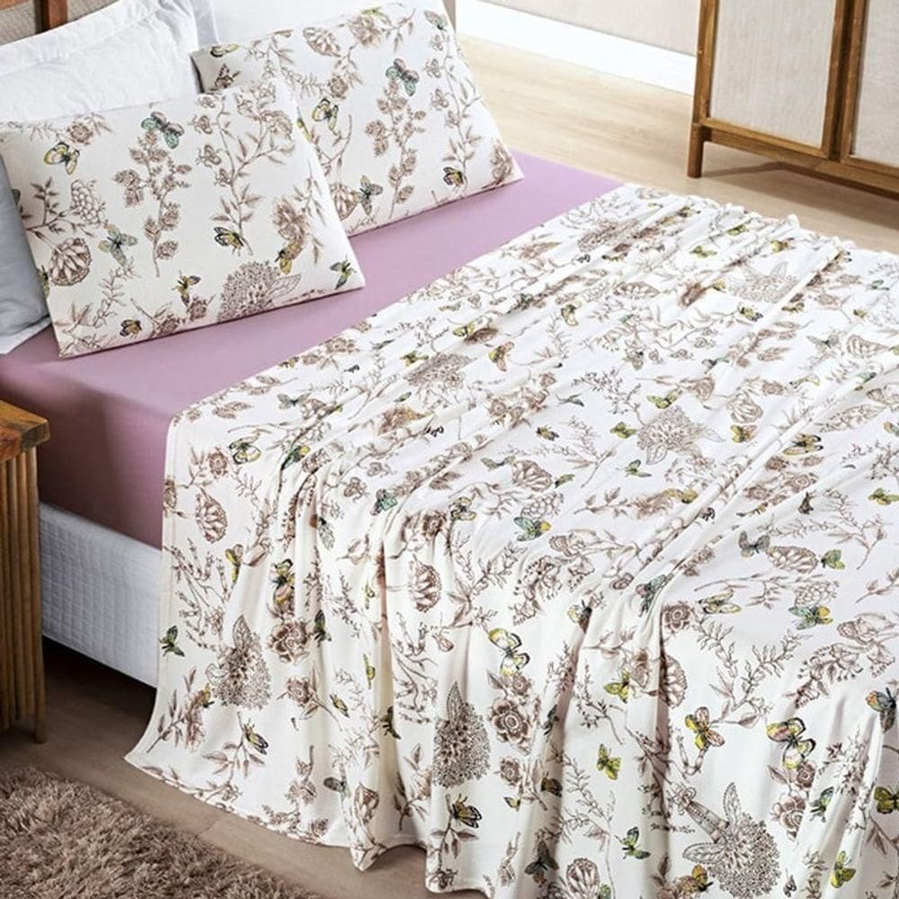 Jogo Lençol King Malha Milly 4 Pçs Butter