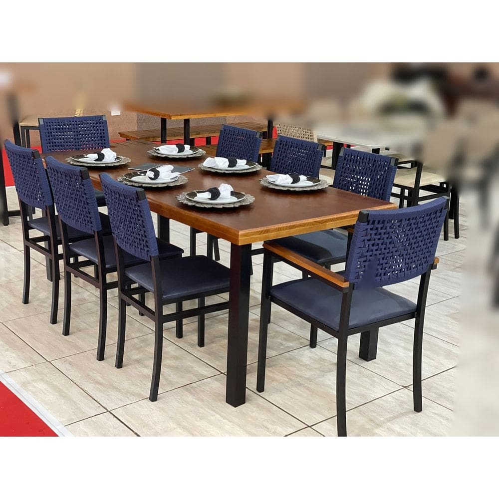 Conjunto Moderno para Jardim 8 Cadeira 2,0x0,90m - Athenas/Madri - Paonanda Decor