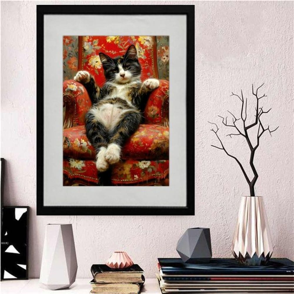 Quadro Decorativo Gatinho Sentado 60X48Cm