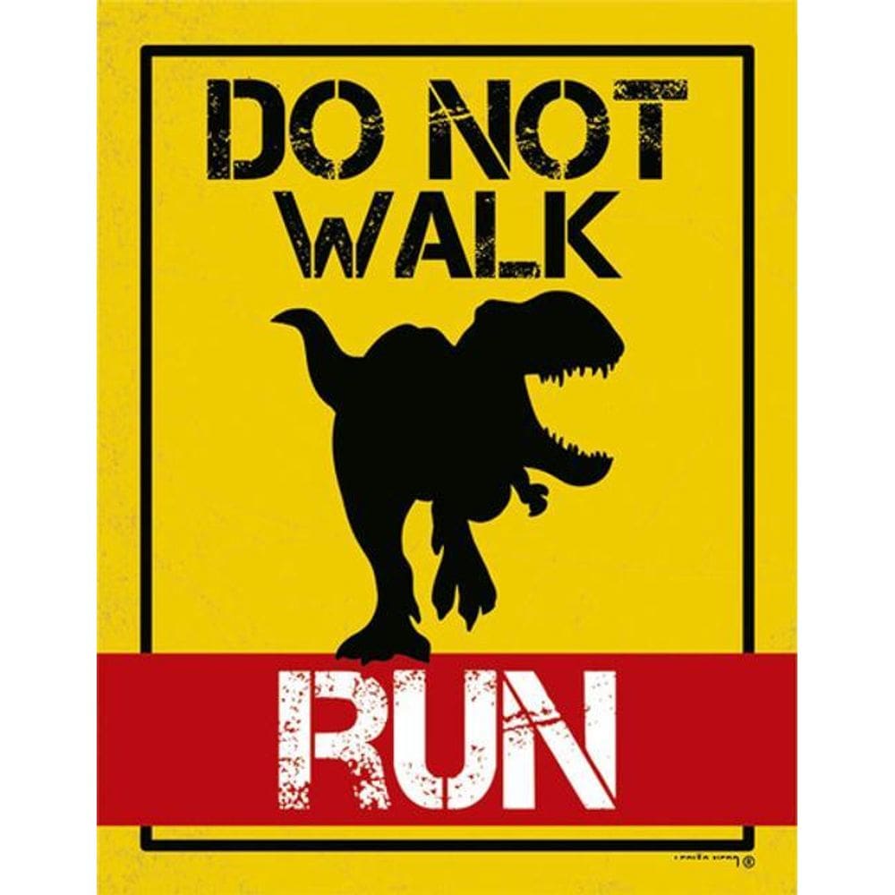 Kit 3 Placas Sinalização - Dont Walk Run Dinossaur