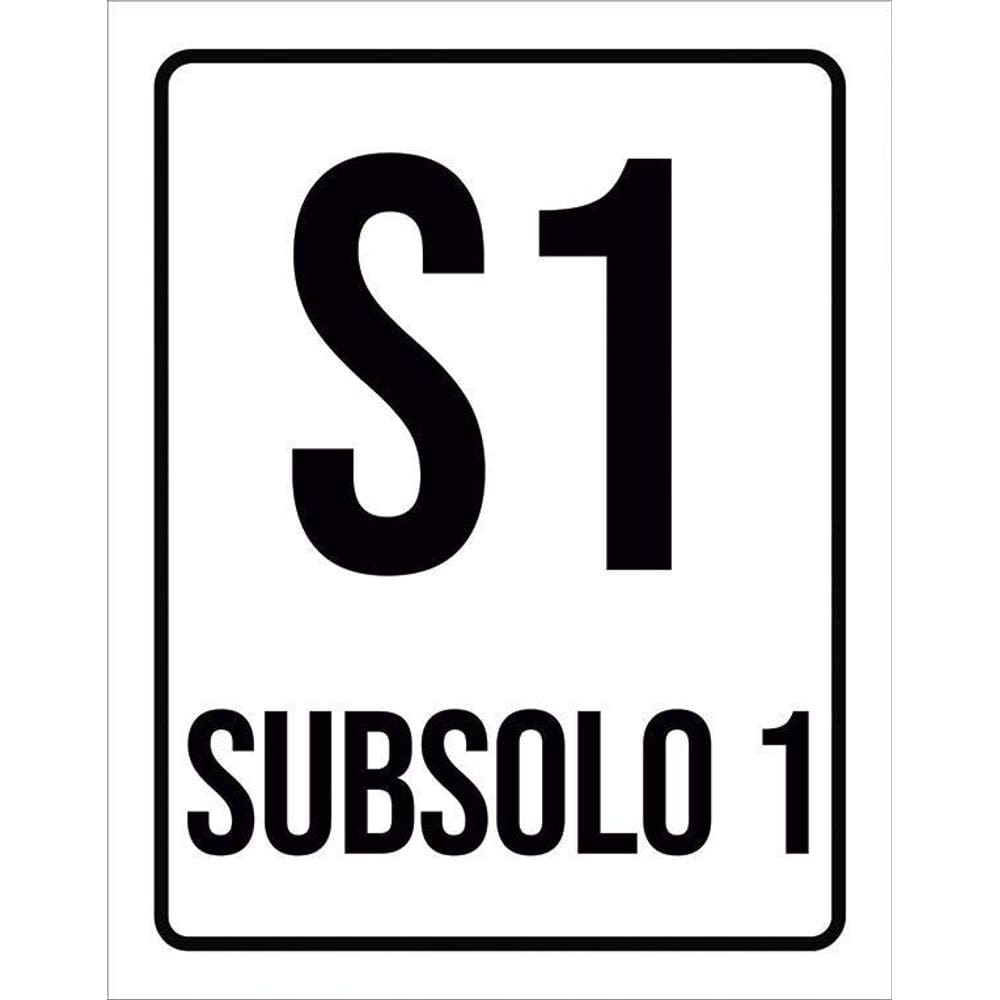Placa Sinalização Ambiente Indicativo S1 Subsolo 1 36X46