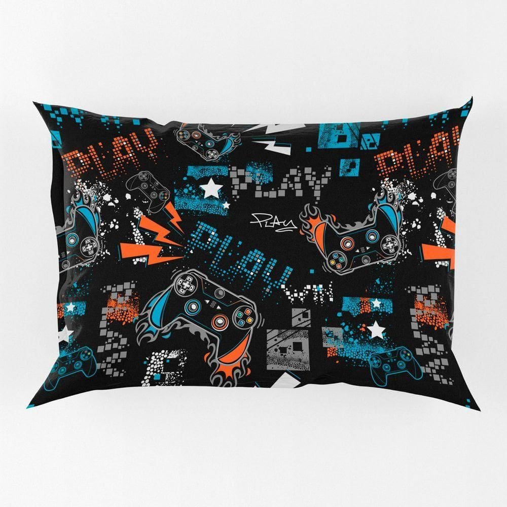 Porta Travesseiro Fronha Avulsa Game Win 70cm X 50cm - Estampa Digita Nerd Geek