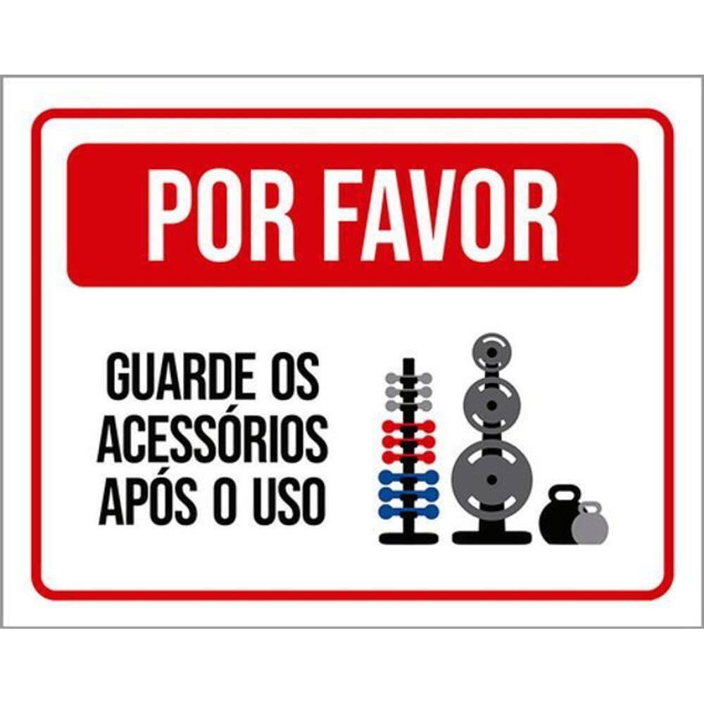 Kit 3 Placas Academia Guarde Acessórios Após Uso