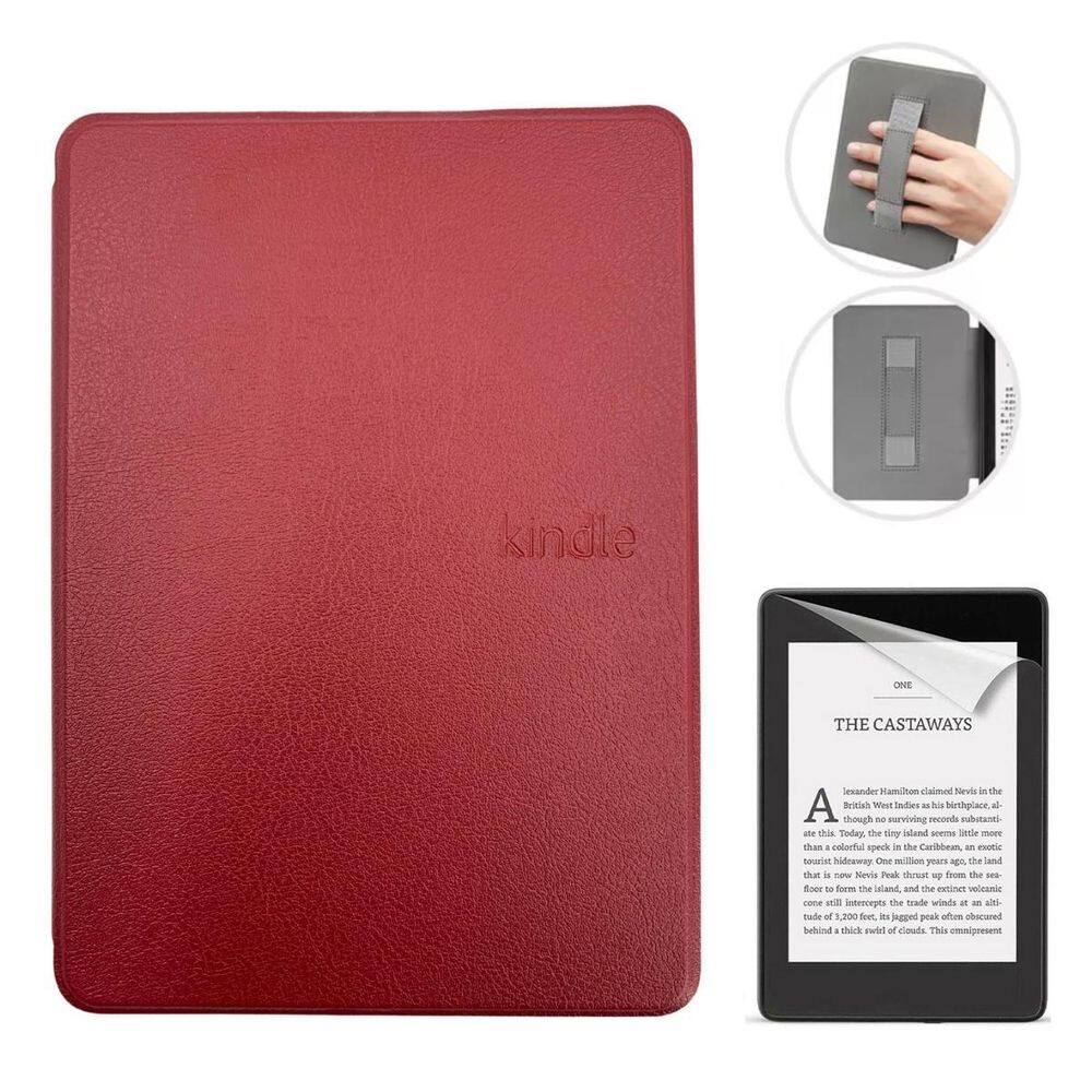 Capinha Couro Com Alça Para Kindle 12 Rs23Cv 6.0 + Película