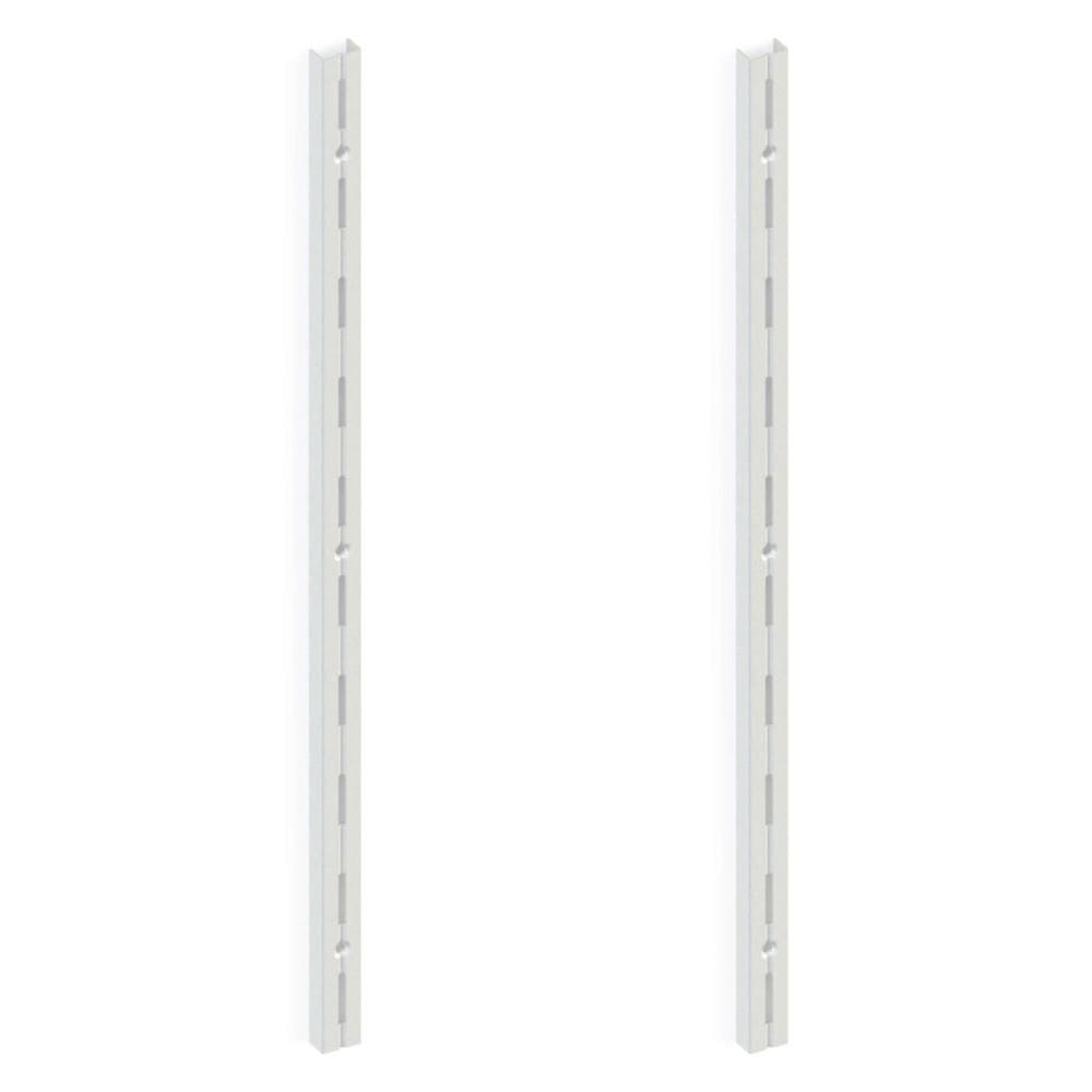 Kit 2 Trilho Prateleira Cremalheira Aço Simples 1M Branco