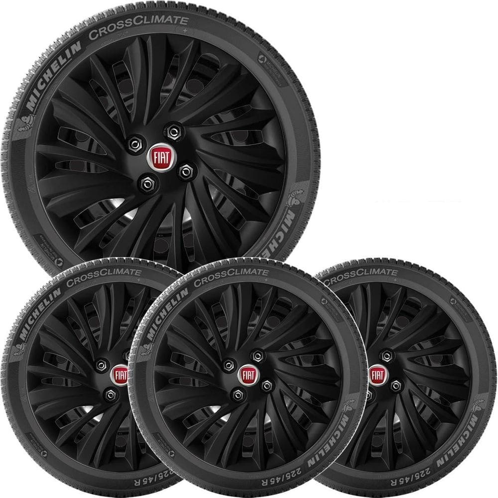 4X Calota Fiat Punto Palio Siena Aro 14 Preto 224B