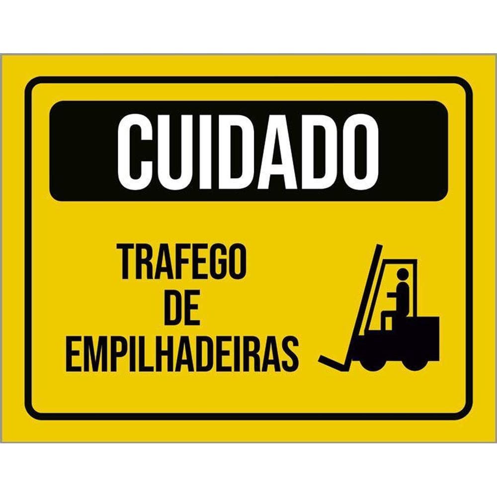 Placa Atenção Cuidado Trafego De Empilhadeiras 36X46