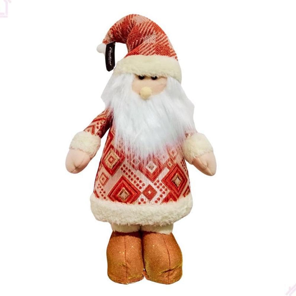 Enfeite Natalino Boneco De Papai Noel Luxo Em Pé Decoração