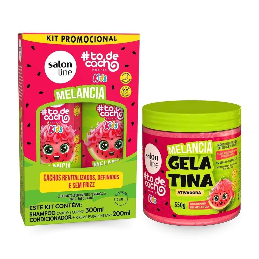 Kit Shampoo Condicionador Gelatina Kids Melancia Salon Line