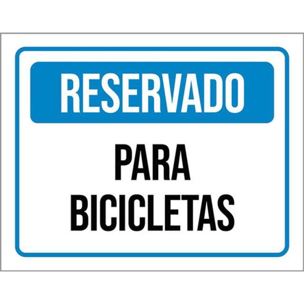 Kit 3 Placas De Sinalização - Reservado Para Bicicletas