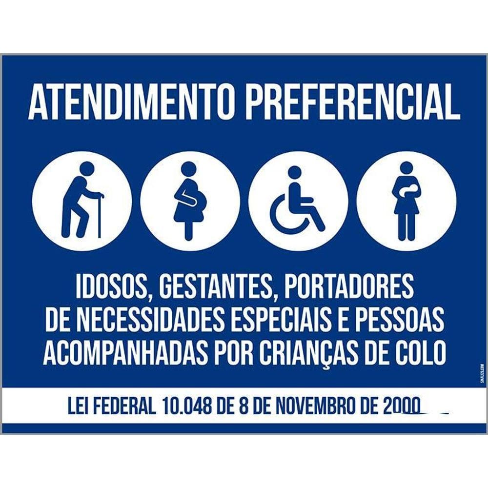 Kit 3 Placas Atendimento Portadores Necessidades