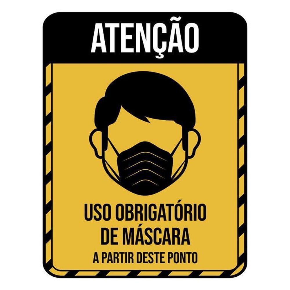 Kit 3 Placas Sinalização Atenção Uso Obrigatório Máscara