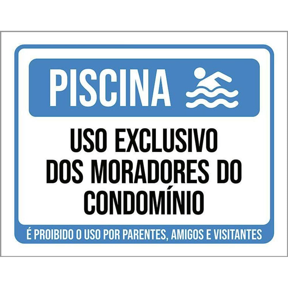 Placa Sinalização Piscina Uso Exclusivo Dos Moradores Do