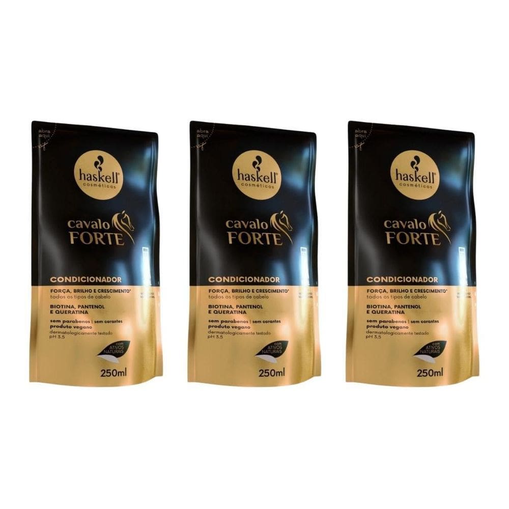 Condicionador Haskell Cavalo Forte 250Ml Refil - Kit Com 3Un