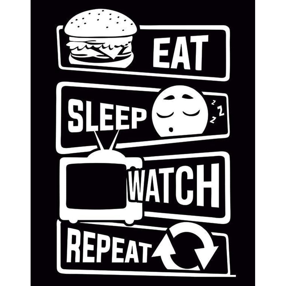 Placa Decorativa - Eat Sleep Watch Repeat 36X46