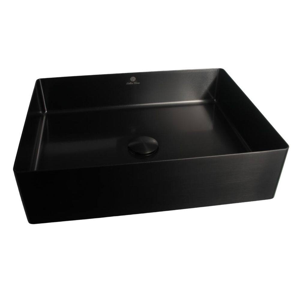 Cuba Redonda Banheiro Aço Inox 304 Preta Com Válvula Click