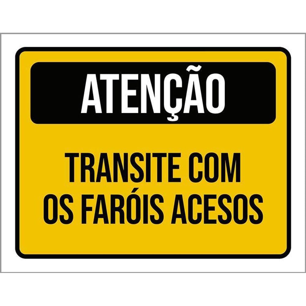Placa Atenção Transite Com Faróis Acesos 36X46