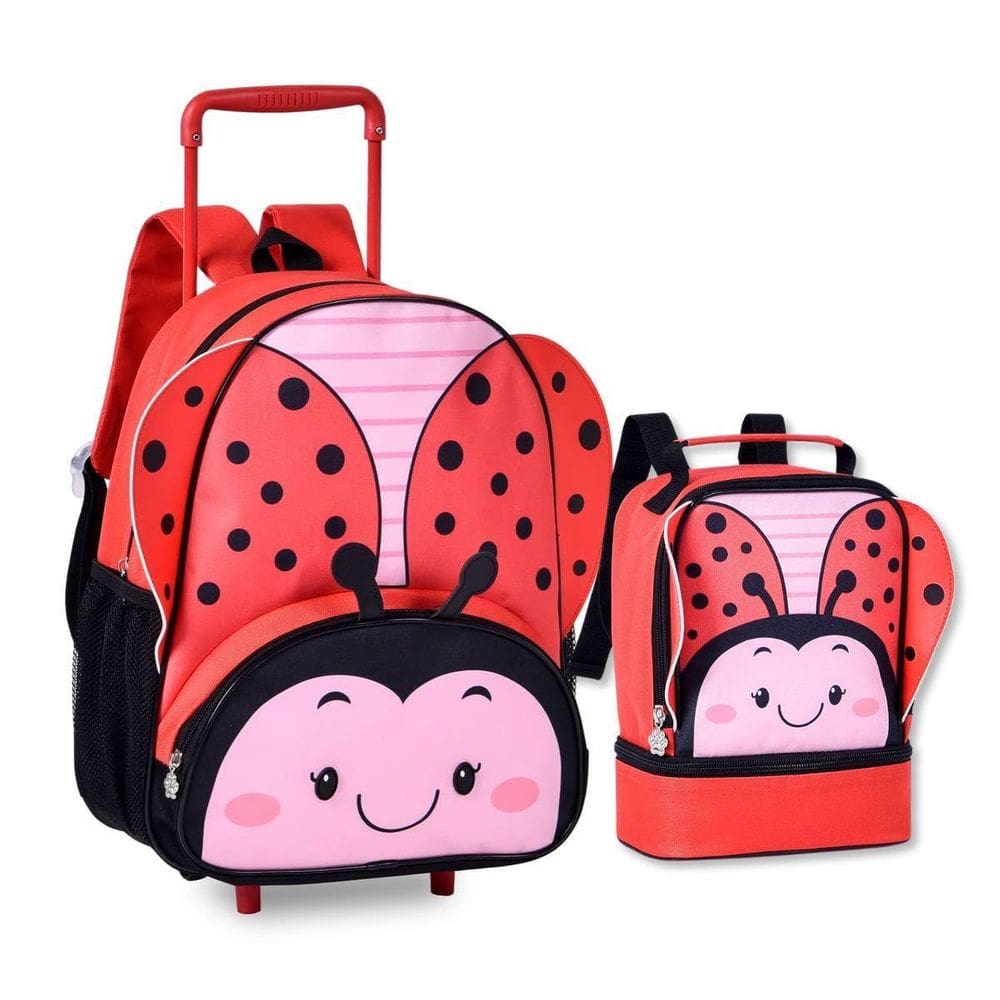 Mochila De Carrinho Com Lancheira Térmica Escolar Feminina