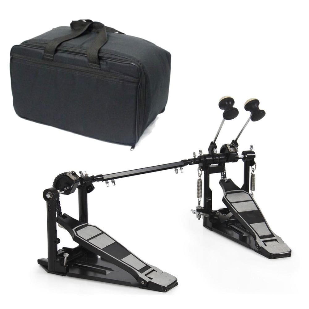 Pedal Duplo Para Bumbo Bateria,Corrente,Ajuste Tensão, C/Bag