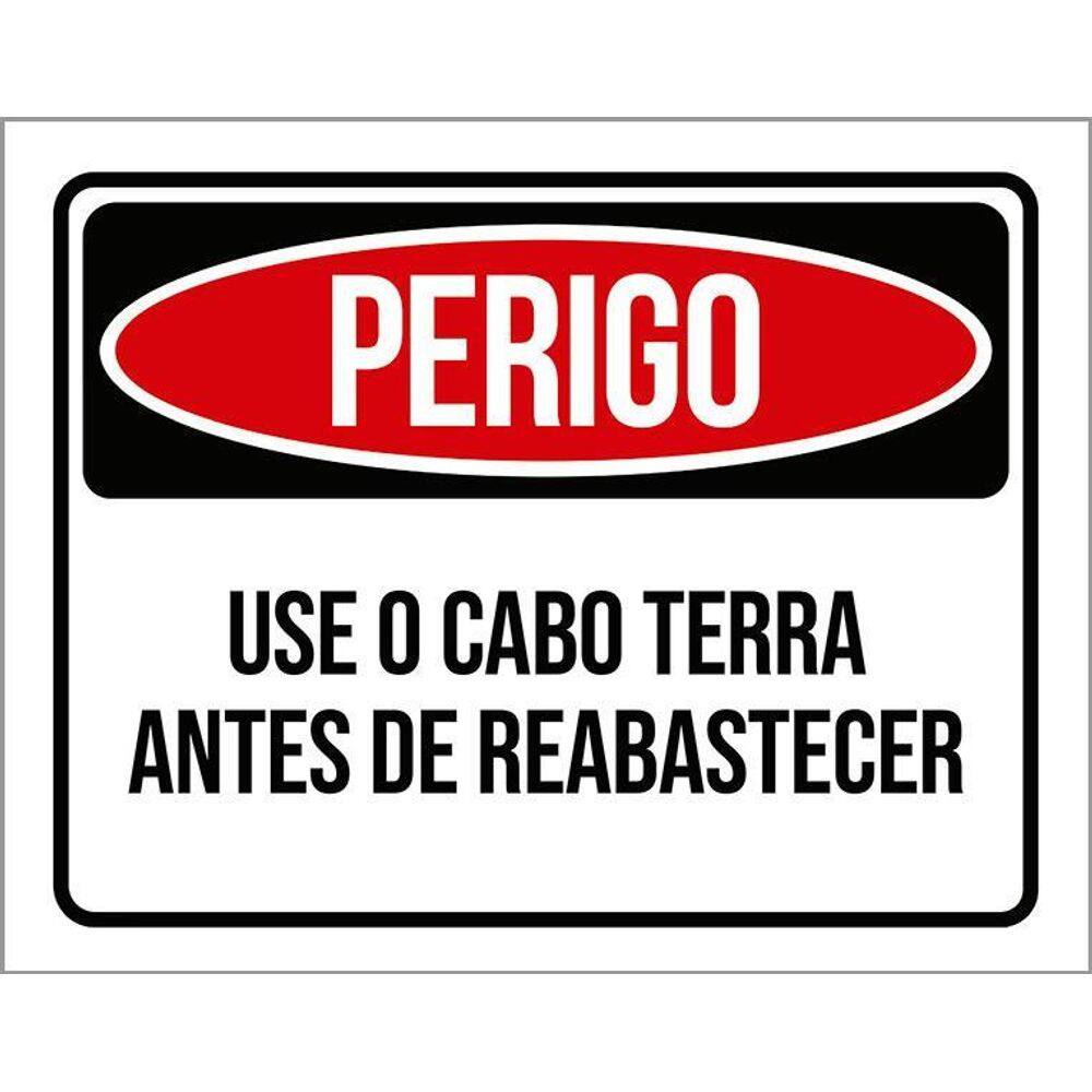 Placa Perigo Use Cabo Terra Antes Reabastecer 36X46