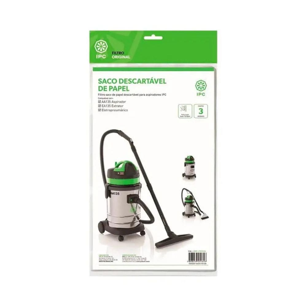Kit 3 Sacos De Papel Descartável Aspiradores A135 Ipc