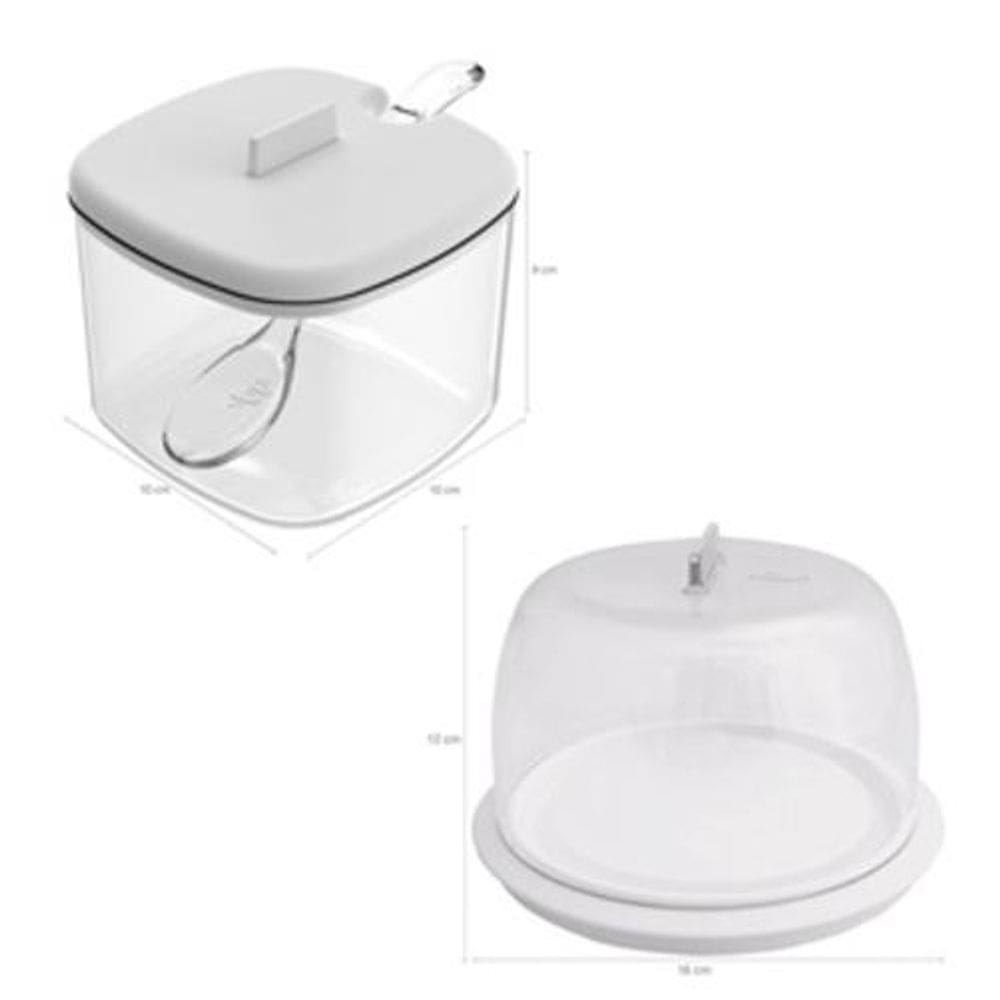 Kit Porta Queijo Minas E Açucareiro 450Ml - Branco