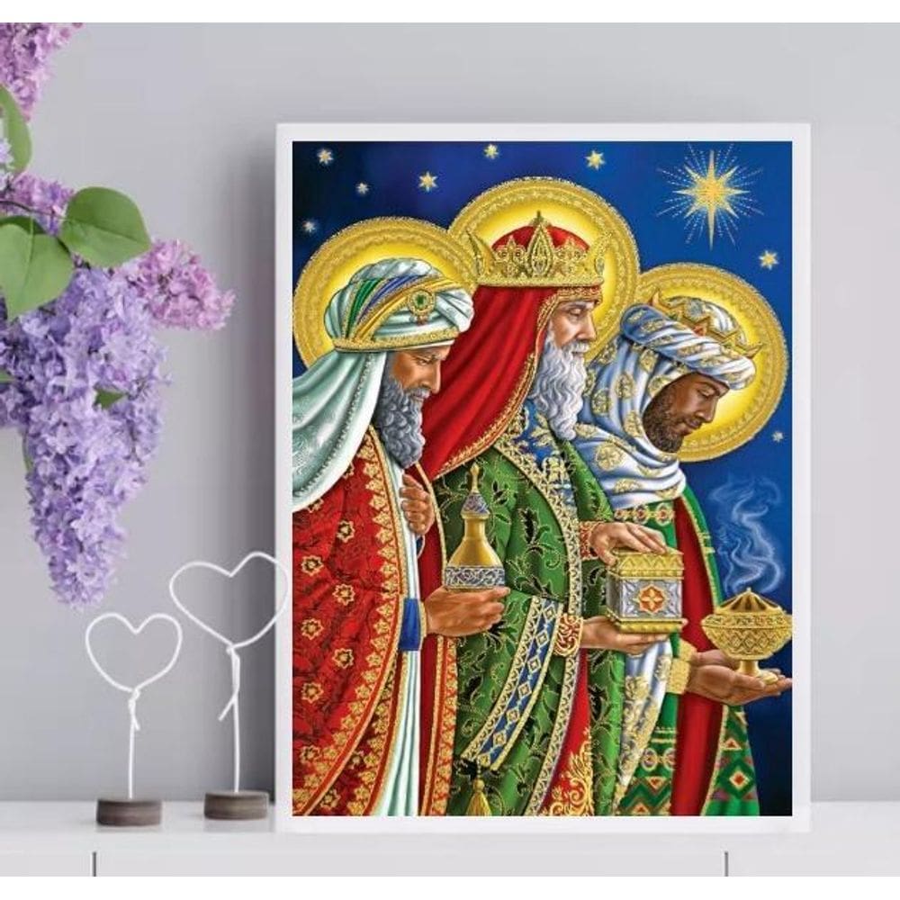 Quadro Arte Sagrada 3 Reis Magos 33X24Cm