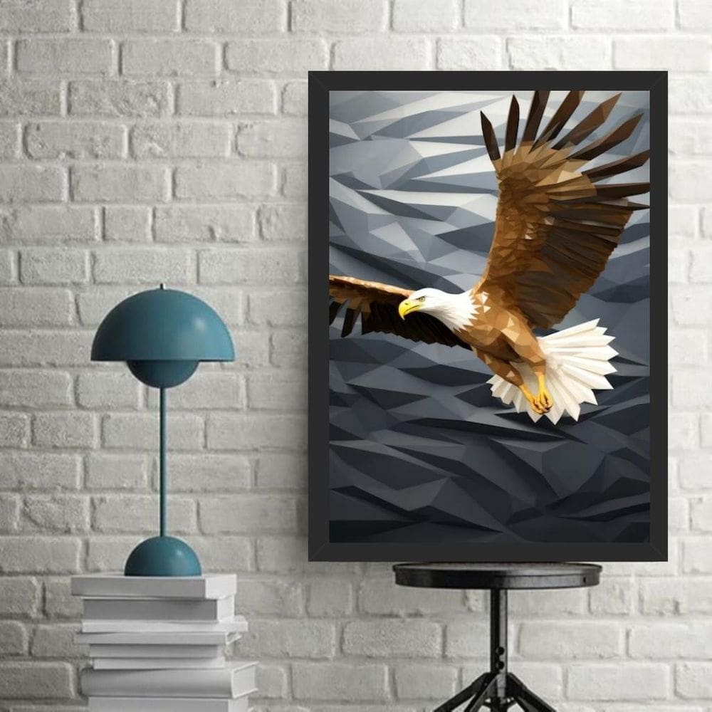 Quadro Arte Águia - Abstrato Geométrico 24X18Cm