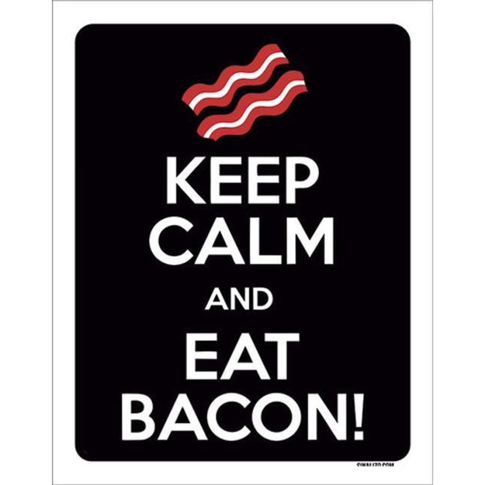 Kit 3 Placas Sinalização - Keep Calm And Eat Bacon