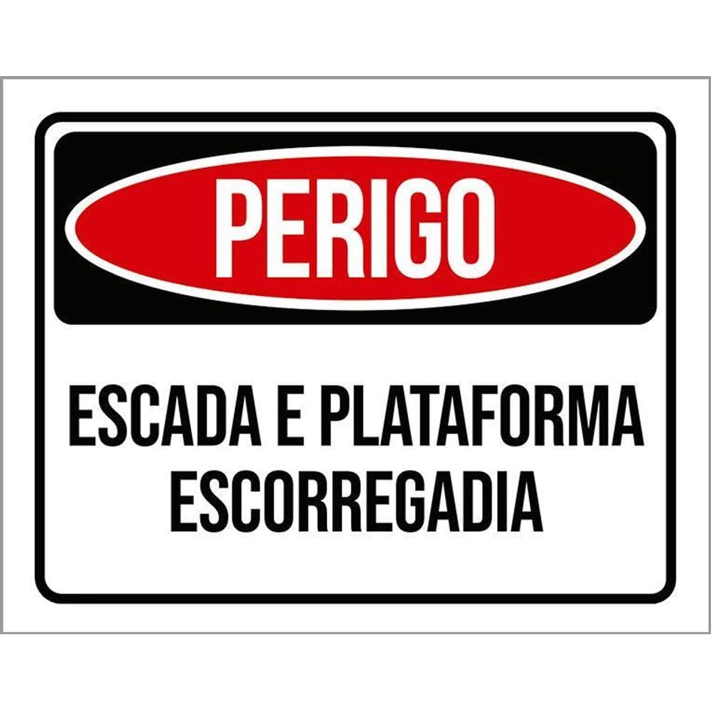 Kit 3 Placas Perigo Escada Plataforma Escorregadia