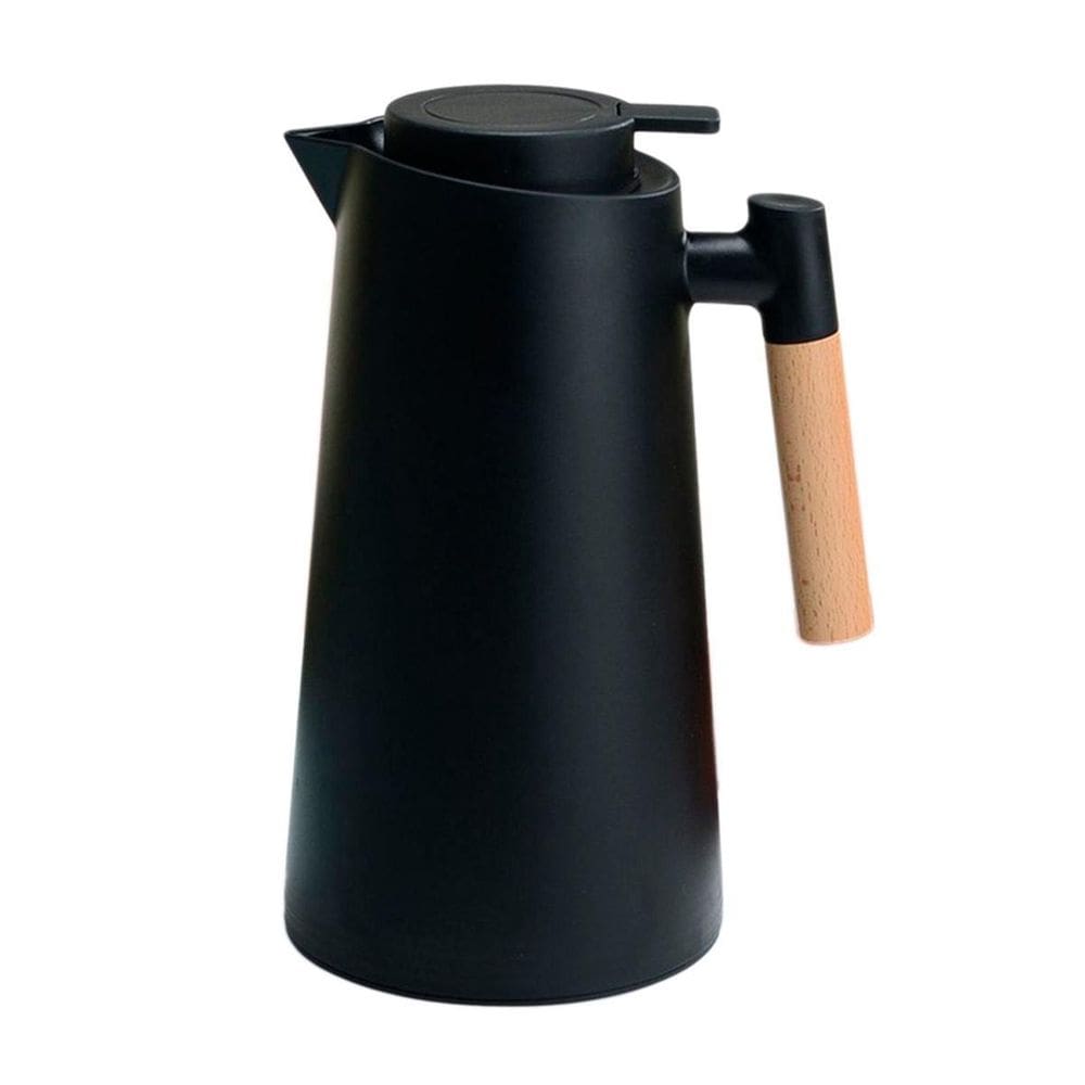 Cafeteira Térmica Preta Led Com Cabo De Madeira Café Quente