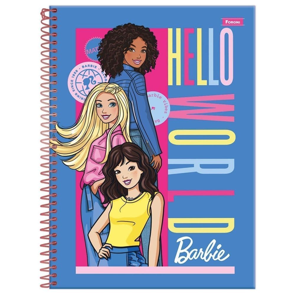 Caderno Barbie Capa Dura Espiral 1 Matéria 80 Folhas Escolar