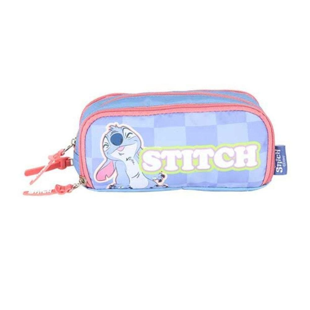 Estojo Triplo Azul Stitch Disney Classics Escolar Infantil