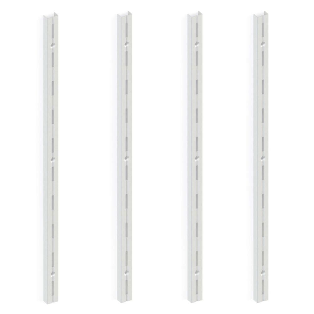 Kit 4 Trilho Prateleira Cremalheira Aço Simples 1M Branco