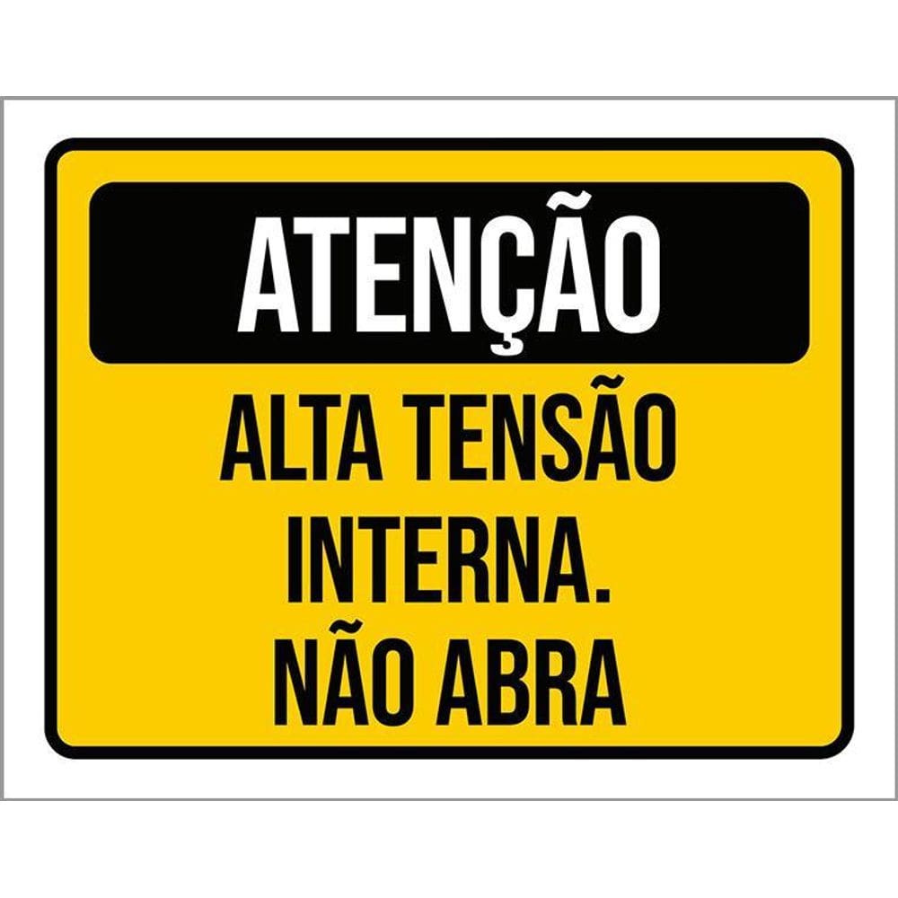 Placa De Sinalização - Atenção Alta Tensão Interna 36X46