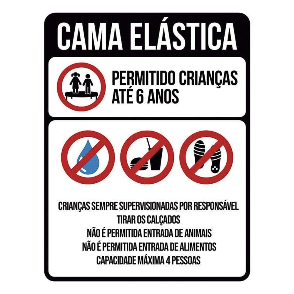 Placa Sinalização - Regras Cama Elástica Condomínio 36X46