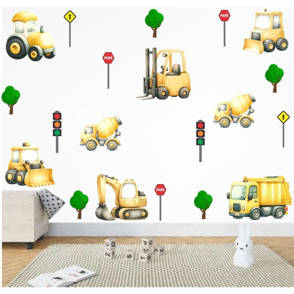 Adesivo De Parede Caminhão Empilhadeira E Placas