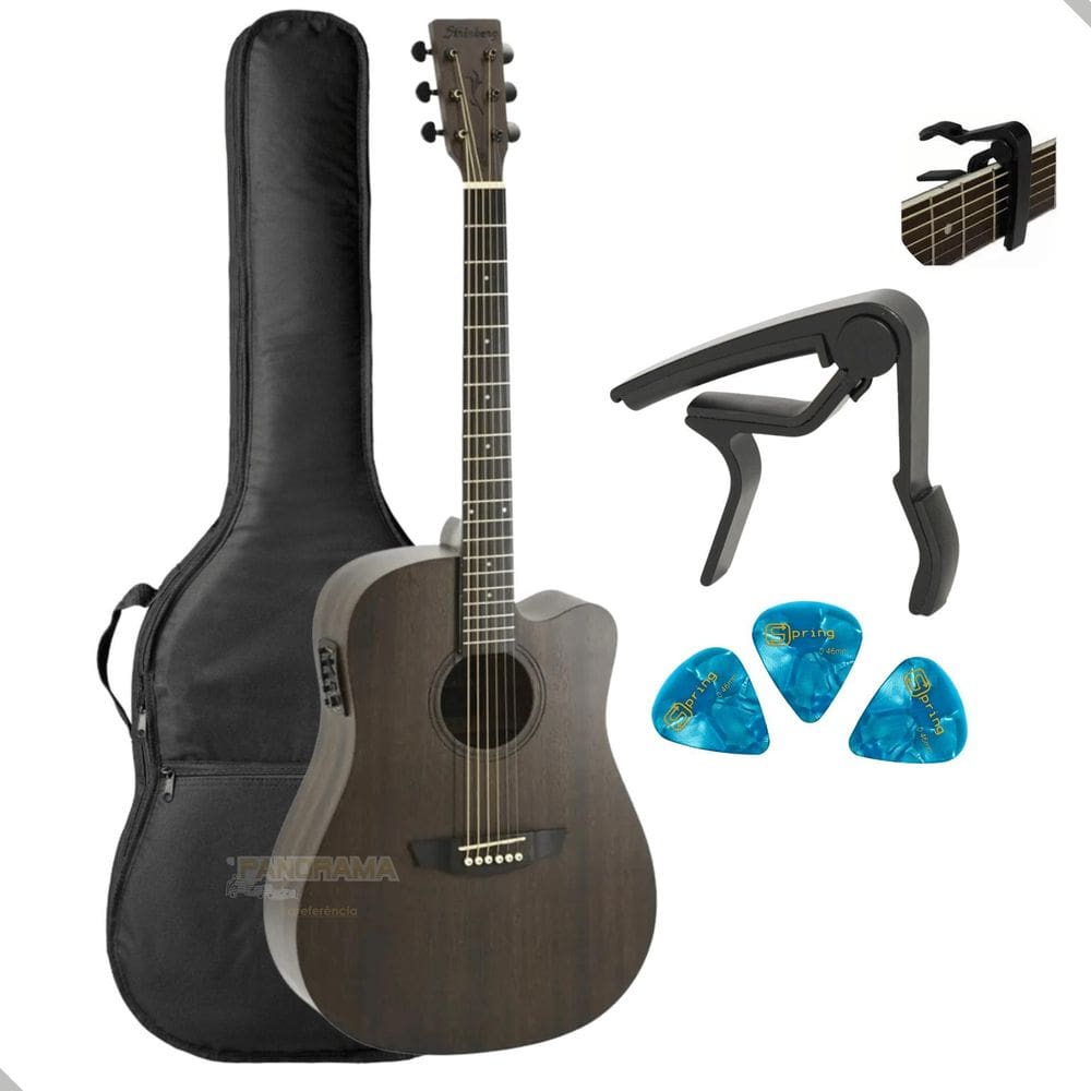 Kit Violao Aço Eletrico Strinberg Fs4D Folk Forest Completo