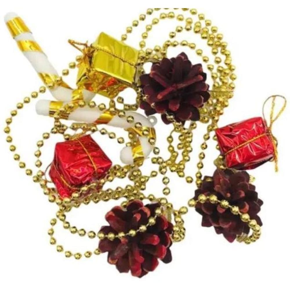 Kit 5 Corrente Cordão Bengala Pinha Pendente Enfeite Natal
