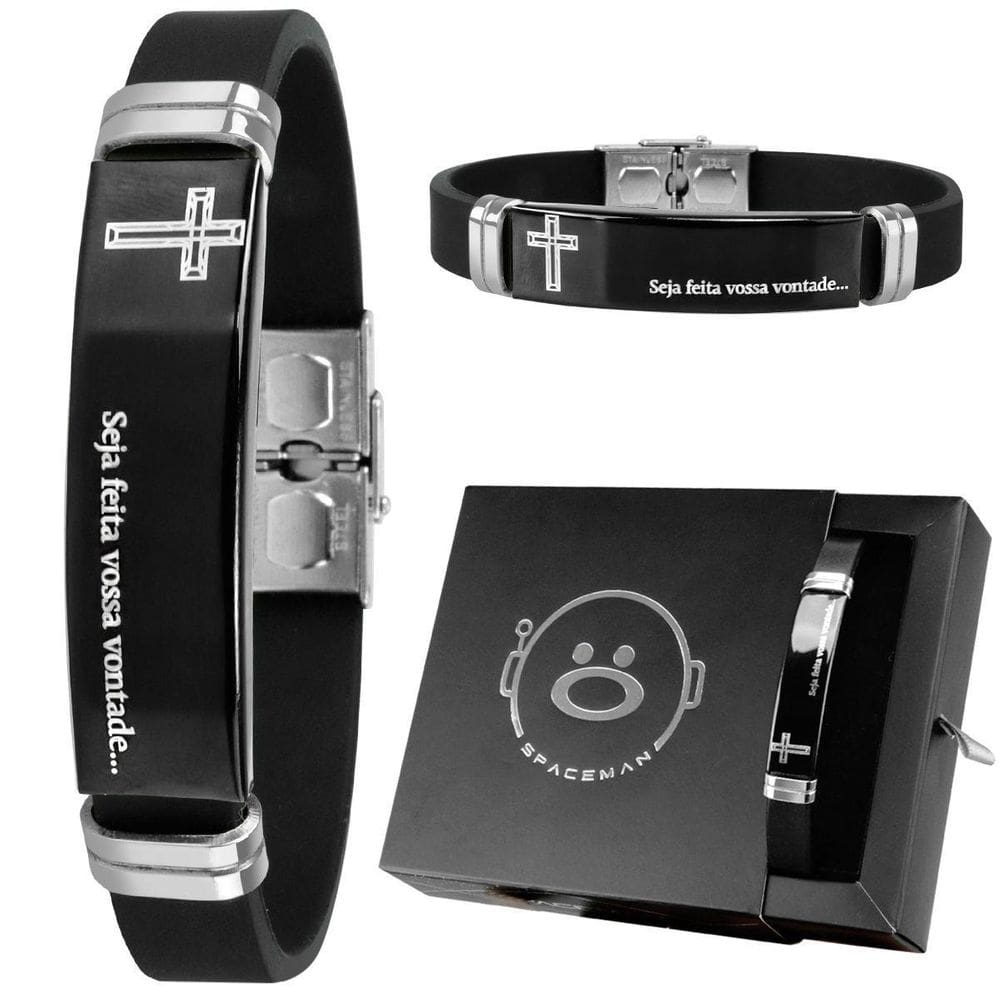 Pulseira Masculina Ajustável Aço Inox Pai Nosso Qualidade