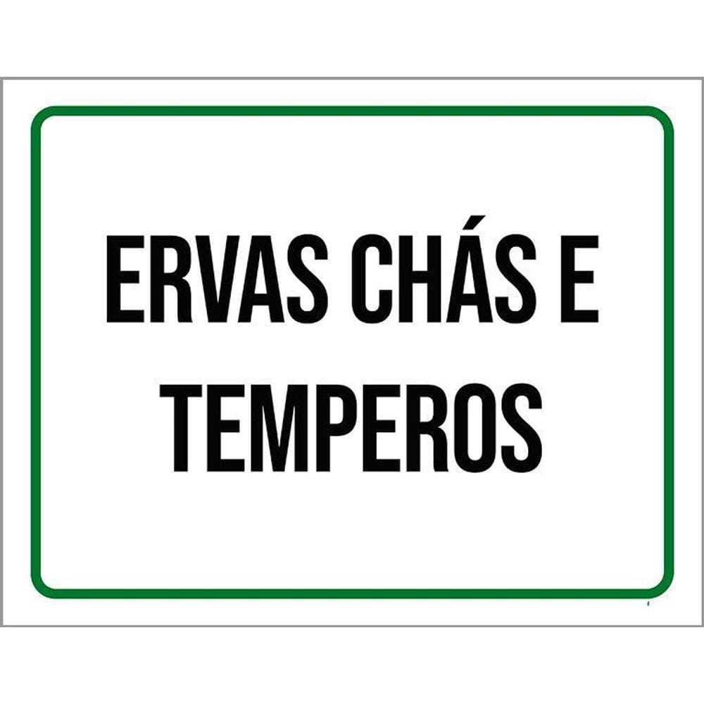 Placa Sinalização Verde - Plantas Ervas Chás Temperos 36X46