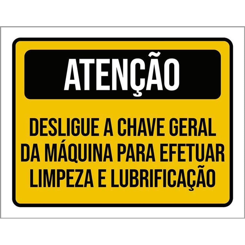Kit 3 Placas Atenção Desligue Chave Geral Limpeza
