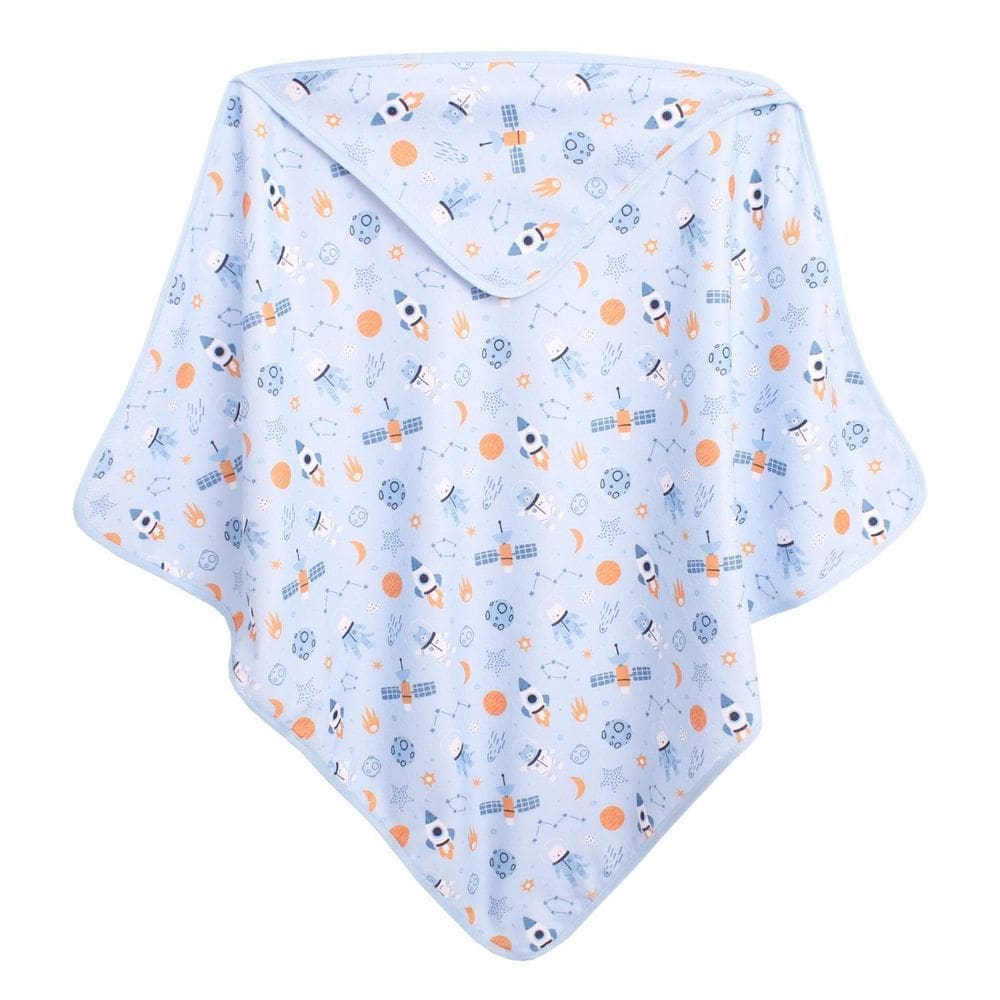 Toalha Para Bebê 70Cm X 70Cm De Banho Com Capuz Foguete