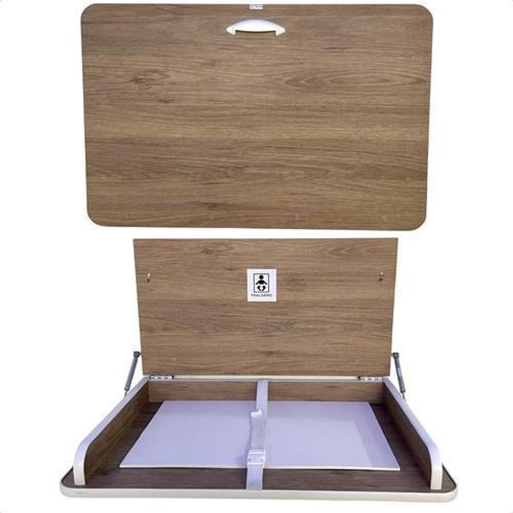 Fraldário Trocador De Bebê Dobrável Amadeirado Colchonete