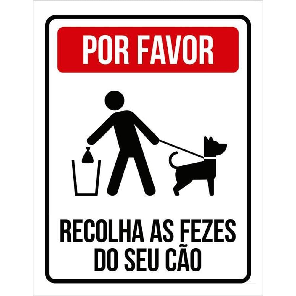 Placa Por Favor Recolha As Fezes Do Seu Cão Cachorro 36X46
