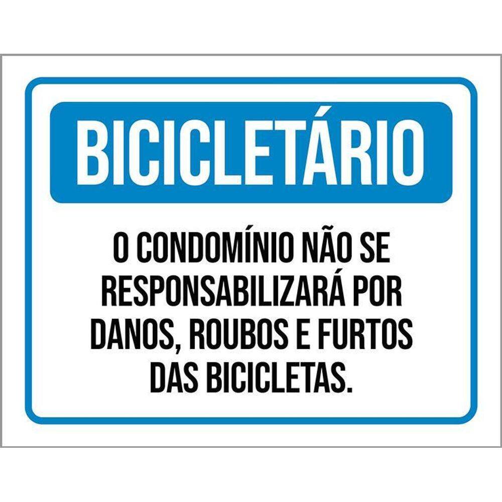 Placa Bicicletário Condomínio Roubos Bicicletas 36X46